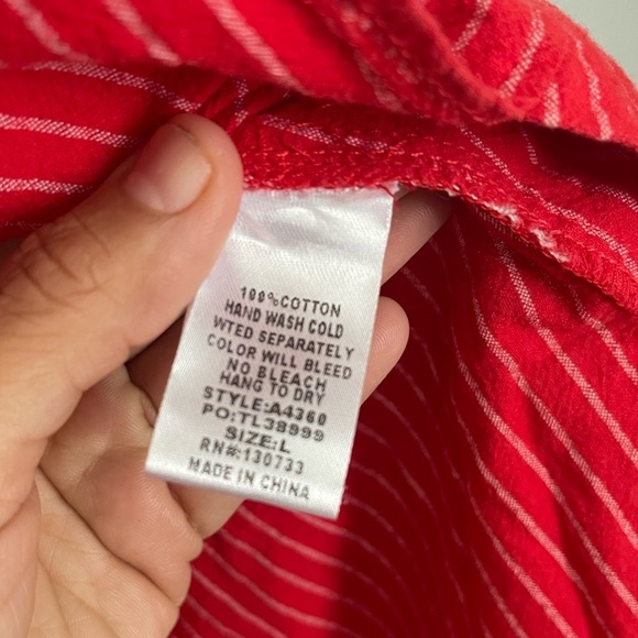 Umgee Red Striped Tunic Top size L - Picture 3 of 8